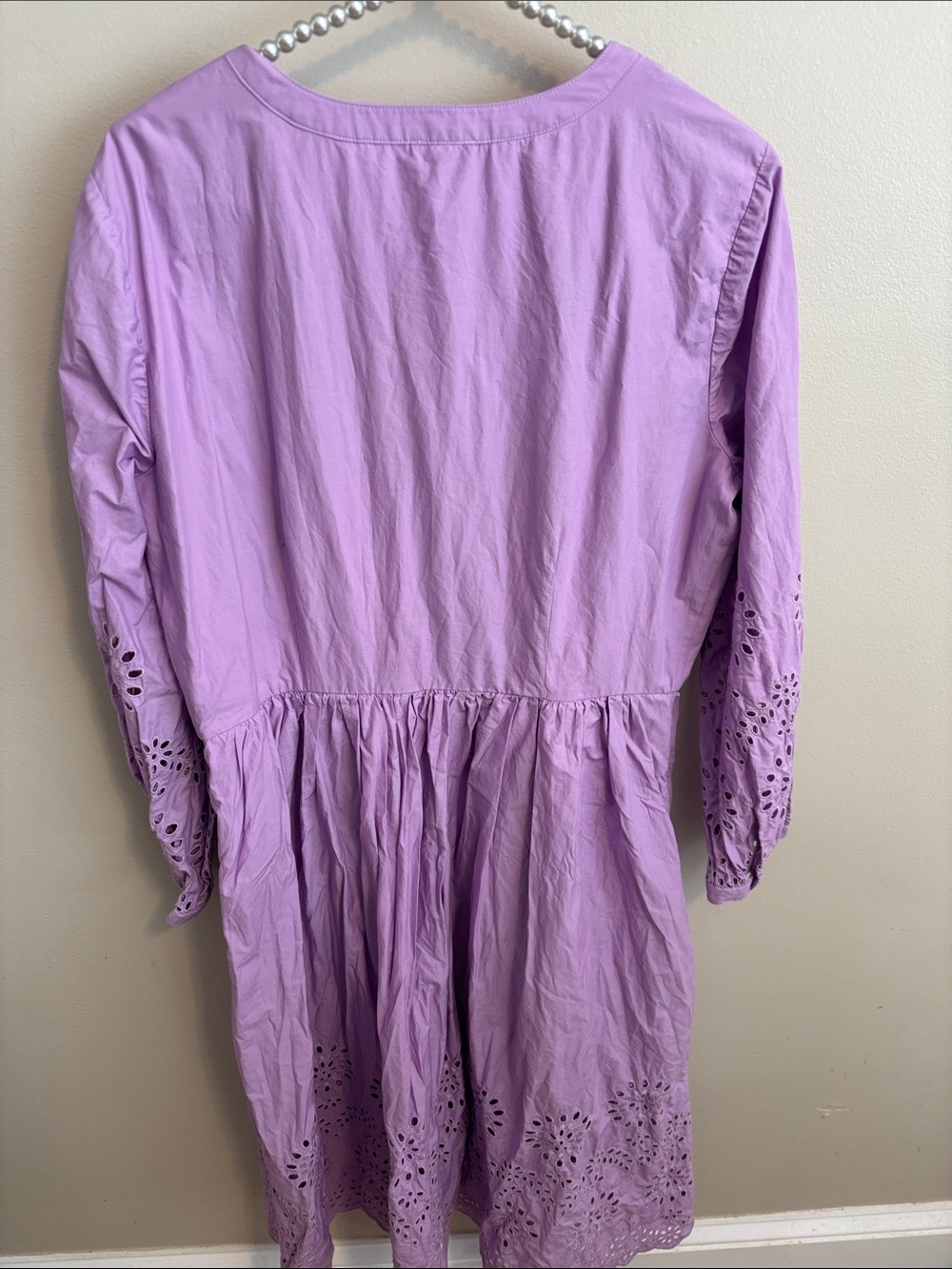 Talbots Lavender Eyelet Button-Front Midi Dress size 12 - Picture 6 of 7
